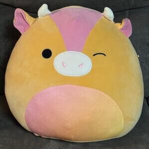 🐮 Squismallows 16" Adjani the Sunset Orange Sherbert Cow Plush *Used as Display